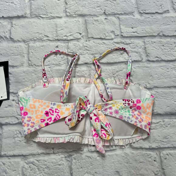California Waves Floral Print Smocked Bandeau Juniors Bikini Top M NWT Multi - Picture 4 of 5